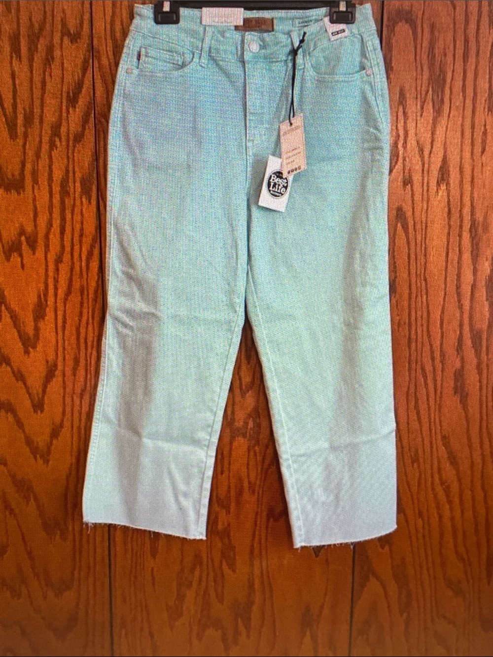 Judy Blue Pastel Mint Cropped Ankle Jeans
